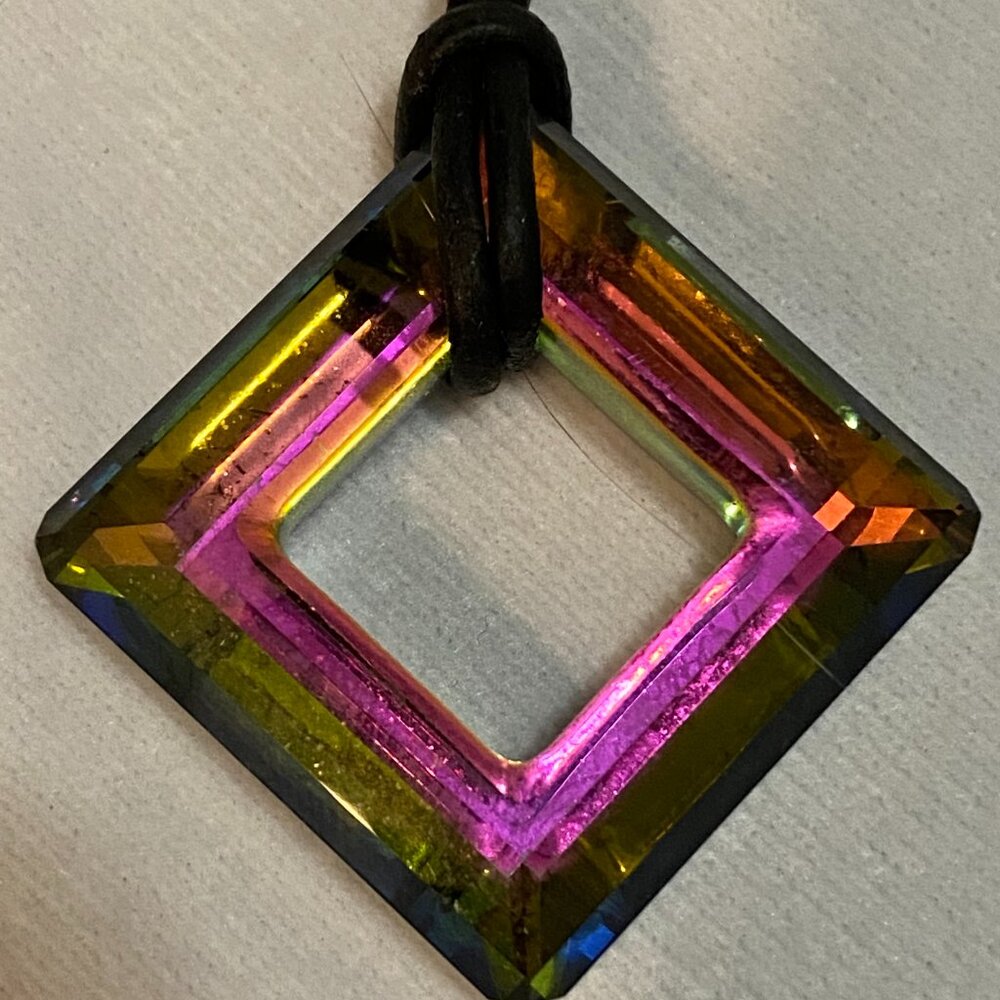 Rainbow glass pendant necklace